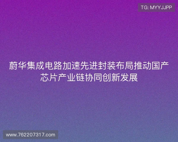 蔚华集成电路加速先进封装布局推动国产芯片产业链协同创新发展
